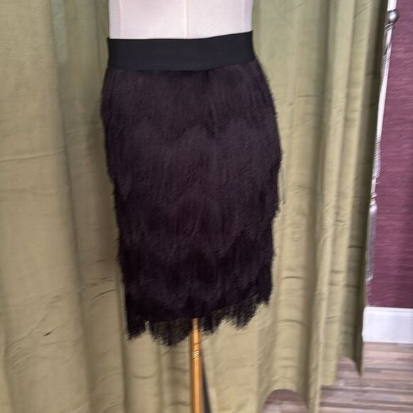 BCBGMaxAzria Black fringe Mini Skirt, S - Picture 6 of 9